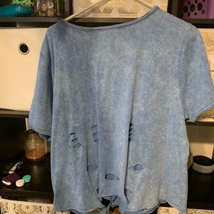 Ripped blue T-shirt